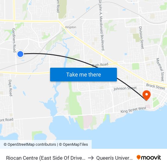 Riocan Centre (East Side Of Driveway) to Queen's University map