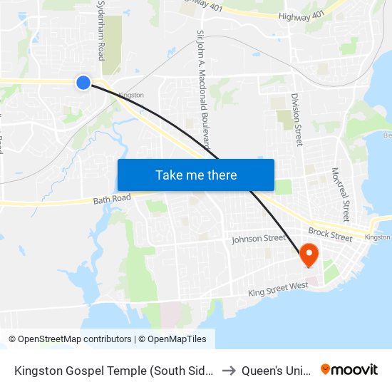Kingston Gospel Temple (South Side Of Princess) to Queen's University map