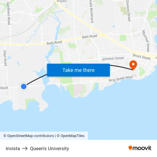 Invista to Queen's University map