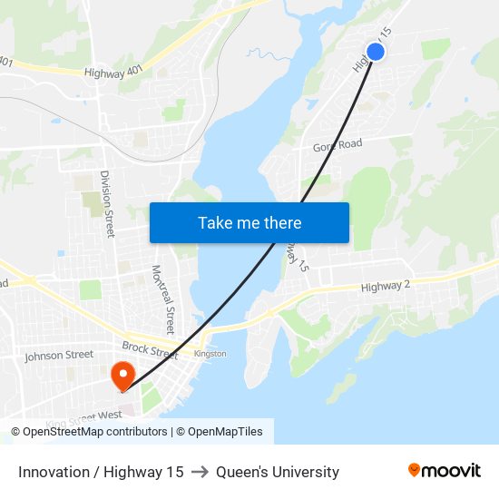 Innovation / Highway 15 to Queen's University map