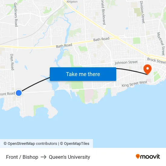 Front / Bishop to Queen's University map
