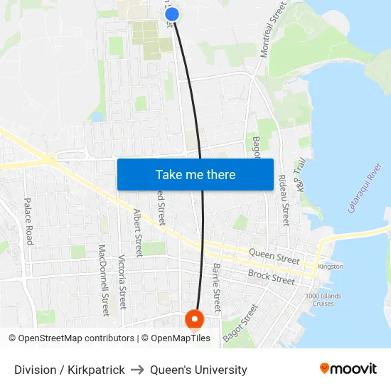 Division / Kirkpatrick to Queen's University map