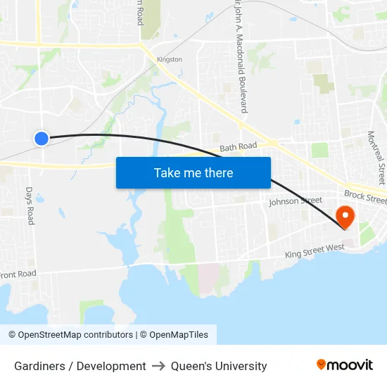 Gardiners / Development to Queen's University map