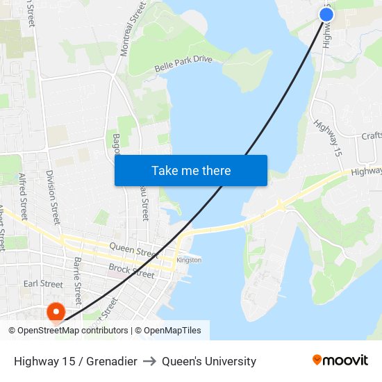 Grenadier Drive (East Side Of Highway 15) to Queen's University map