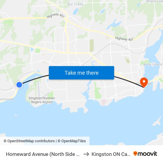 Homeward Avenue (North Side Of Bath) to Kingston ON Canada map