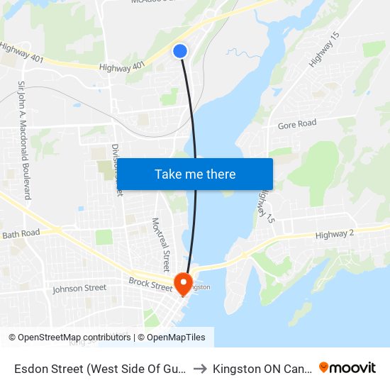 Esdon Street (West Side Of Guthrie) to Kingston ON Canada map
