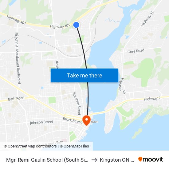 Mgr. Remi-Gaulin School (South Side Of Virginia) to Kingston ON Canada map