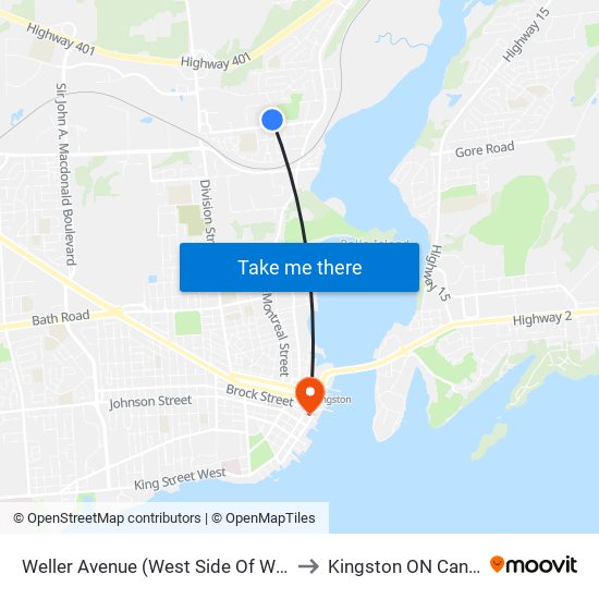 176 Wilson St. to Kingston ON Canada map