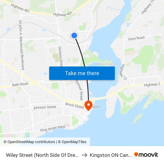 Wiley Street (North Side Of Drennan) to Kingston ON Canada map