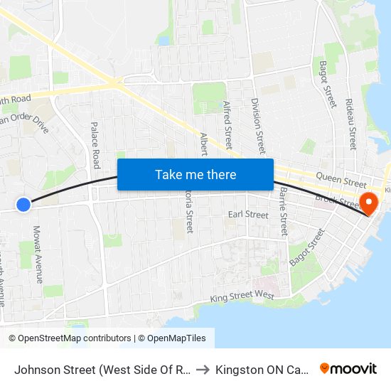 Johnson Street (West Side Of Roden) to Kingston ON Canada map