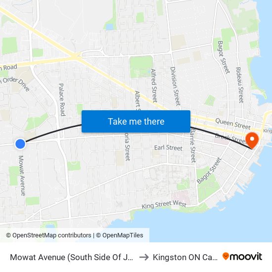 Johnson / Mowat to Kingston ON Canada map