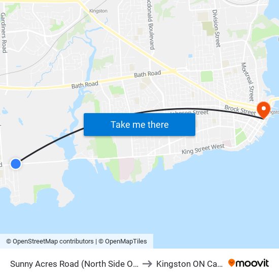 Sunny Acres Road (North Side Of Front) to Kingston ON Canada map