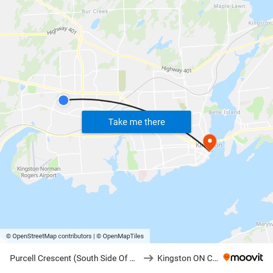 Old Colony / Purcell to Kingston ON Canada map