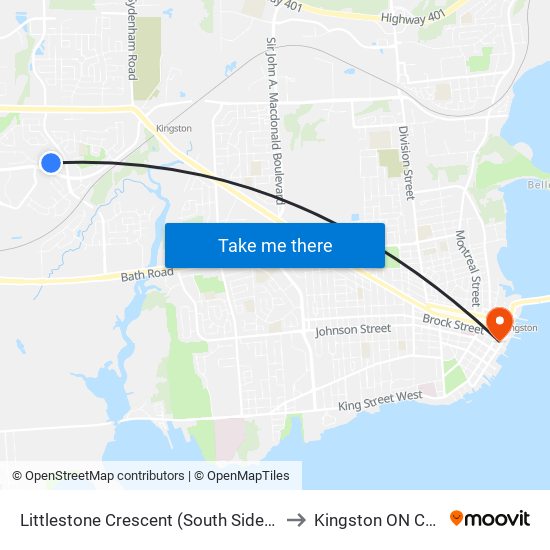 Littlestone Crescent (South Side Of Davis) to Kingston ON Canada map