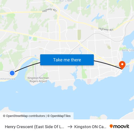 Henry Crescent (East Side Of Loyalist) to Kingston ON Canada map