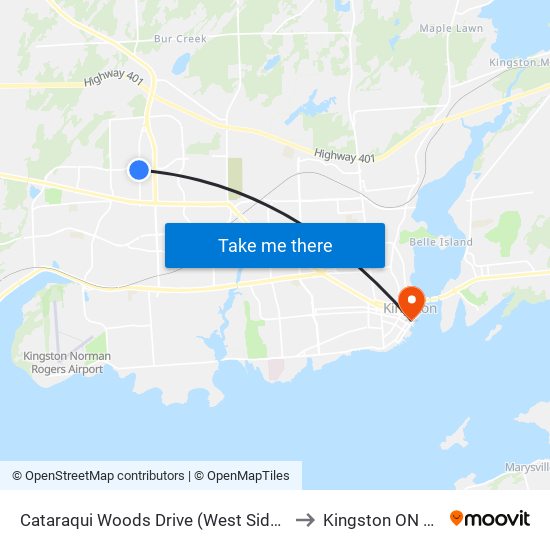 Cataraqui Woods Drive (West Side Of Midland) to Kingston ON Canada map