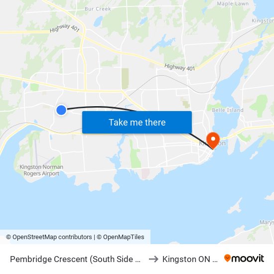 Pembridge Crescent (South Side Of Taylor-Kidd) to Kingston ON Canada map