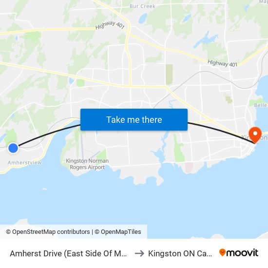 Manitou / Amherst to Kingston ON Canada map