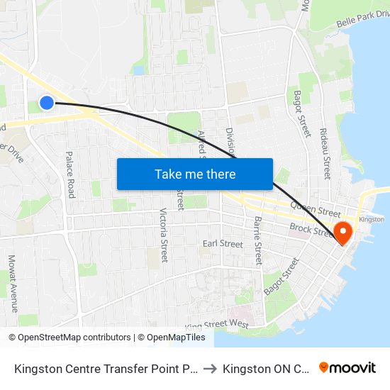 Kingston Centre to Kingston ON Canada map