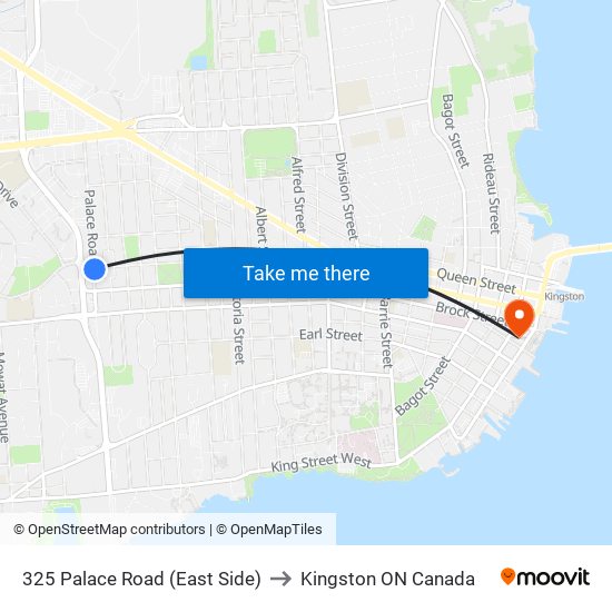 325 Palace Road (East Side) to Kingston ON Canada map