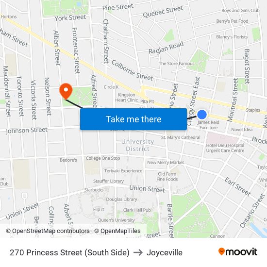 270 Princess Street (South Side) to Joyceville map