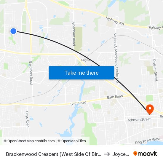 Brackenwood Crescent (West Side Of Birchwood) to Joyceville map