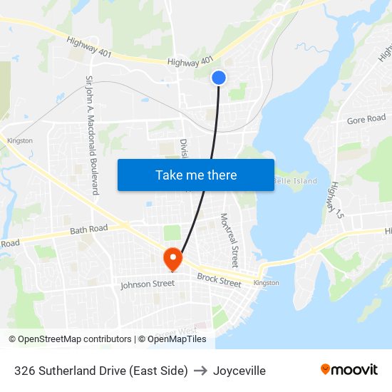 326 Sutherland Drive (East Side) to Joyceville map