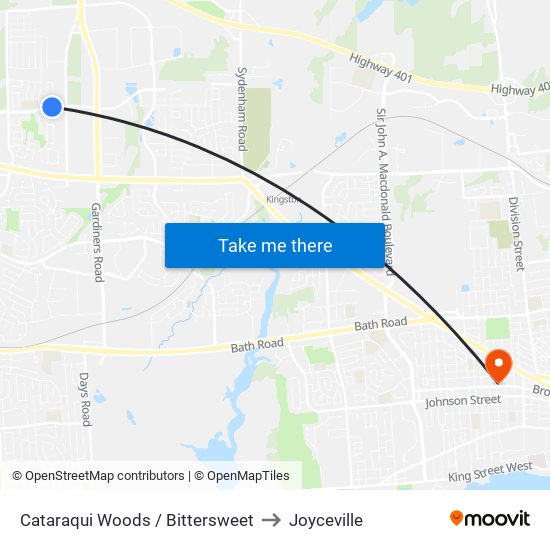 Bittersweet Place (South Side Of Cataraqui Woods) to Joyceville map