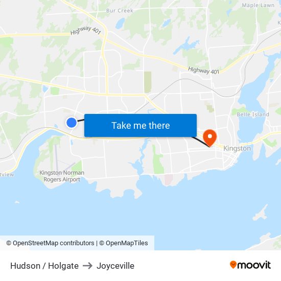 Hudson / Holgate to Joyceville map