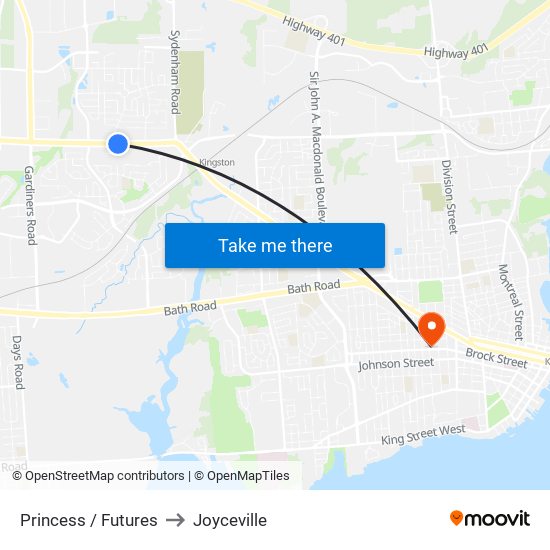 Futures Gate (South Side Of Princess) to Joyceville map