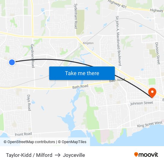 Milford Drive (South Side Of Taylor-Kidd) to Joyceville map