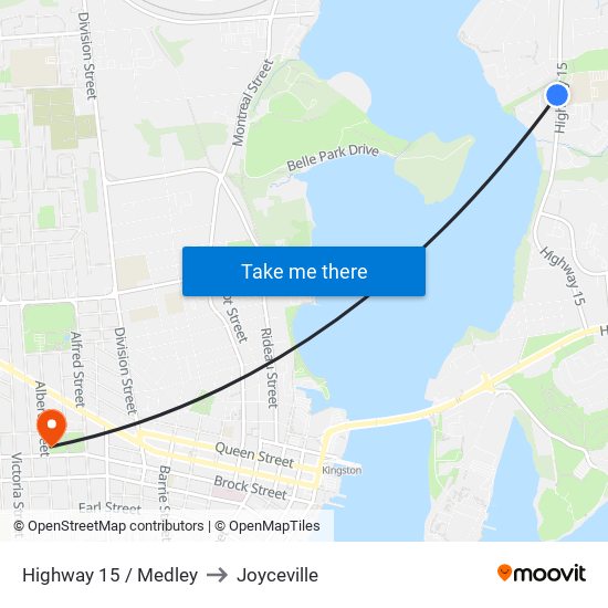 Highway 15 / Medley to Joyceville map