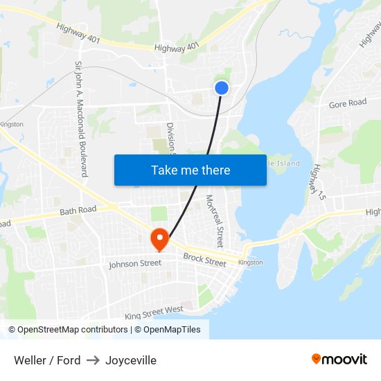 Weller / Ford to Joyceville map