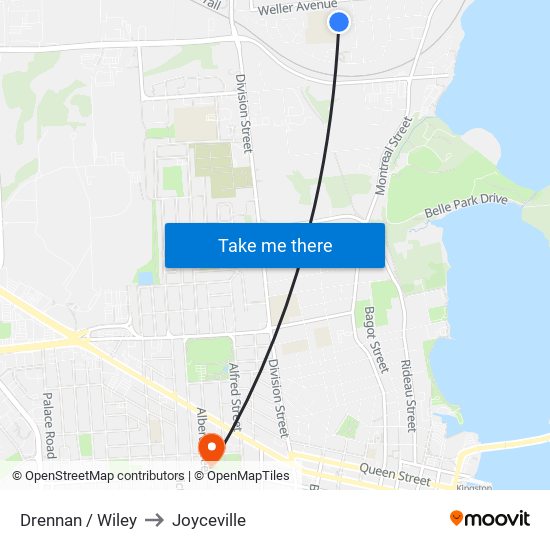 Drennan / Wiley to Joyceville map