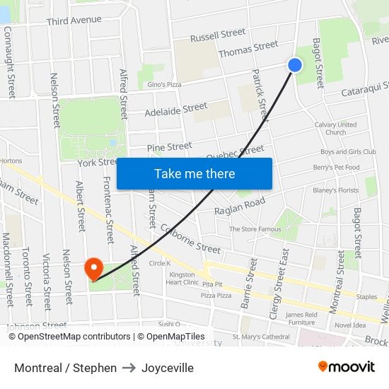 Montreal / Stephen to Joyceville map