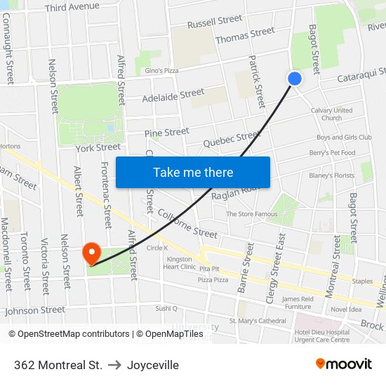 362 Montreal Street (East Side) to Joyceville map