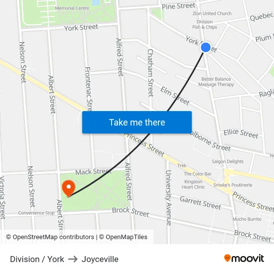Division / York to Joyceville map