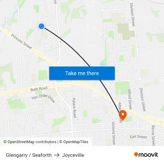 Glengarry / Seaforth to Joyceville map