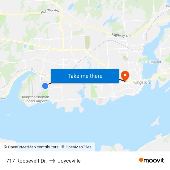 717 Roosevelt Dr. to Joyceville map