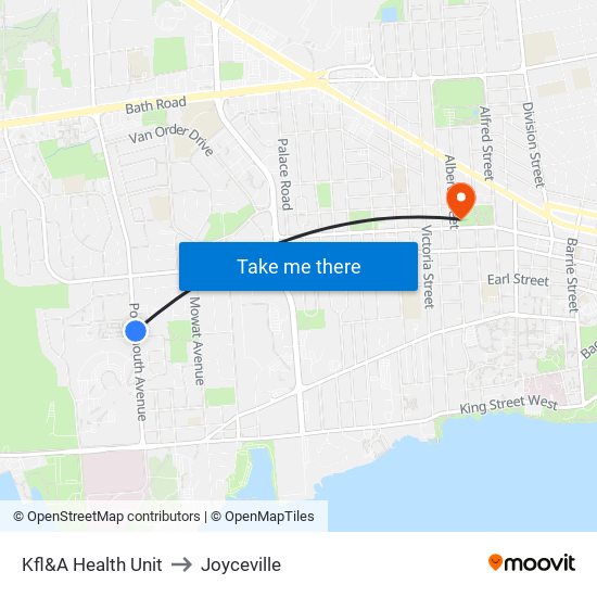 Kfl&A Health Unit to Joyceville map