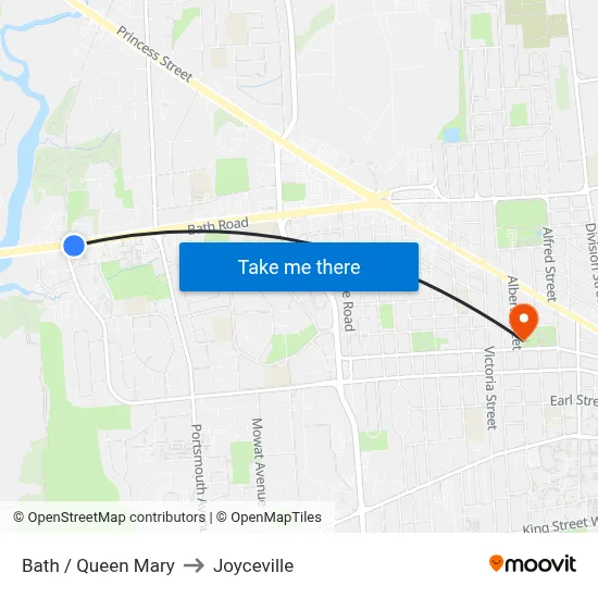 Bath / Queen Mary to Joyceville map