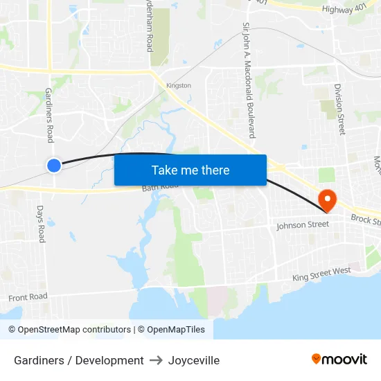 Gardiners / Development to Joyceville map