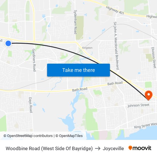 Woodbine Road (West Side Of Bayridge) to Joyceville map