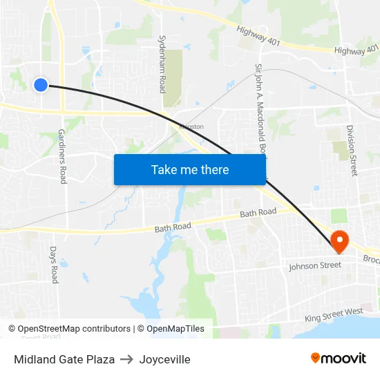 Midland Gate Plaza to Joyceville map