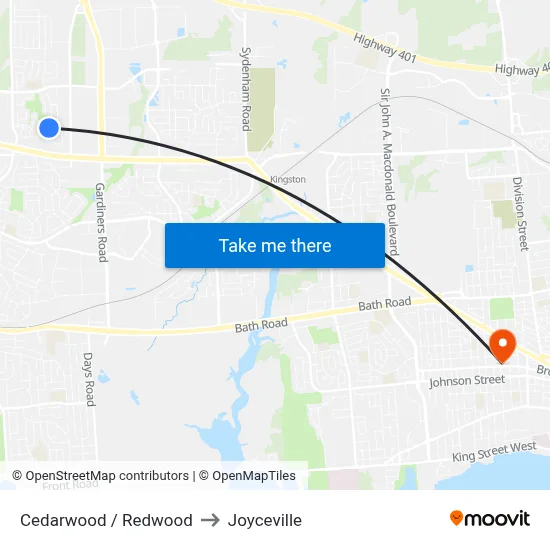 Cedarwood / Redwood to Joyceville map