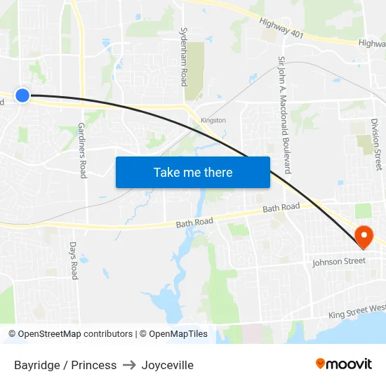 Bayridge / Princess to Joyceville map