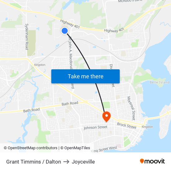 Grant Timmins / Dalton to Joyceville map