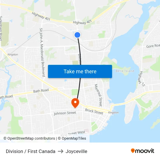 Division / First Canada to Joyceville map