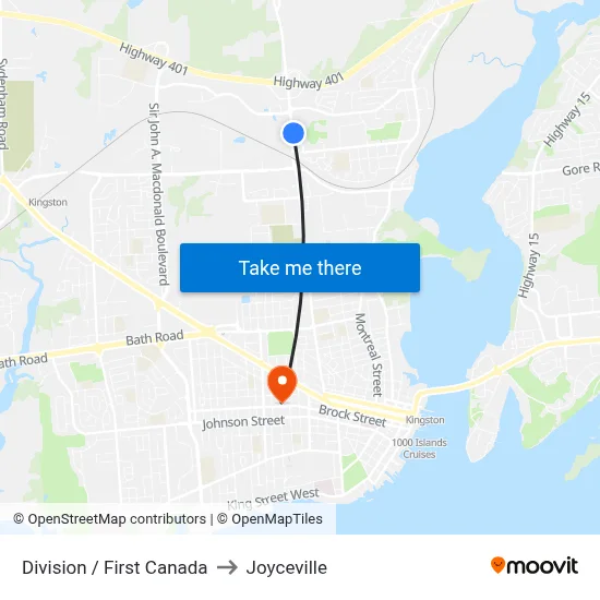 Division / First Canada to Joyceville map