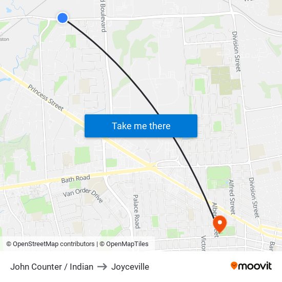 John Counter / Indian to Joyceville map